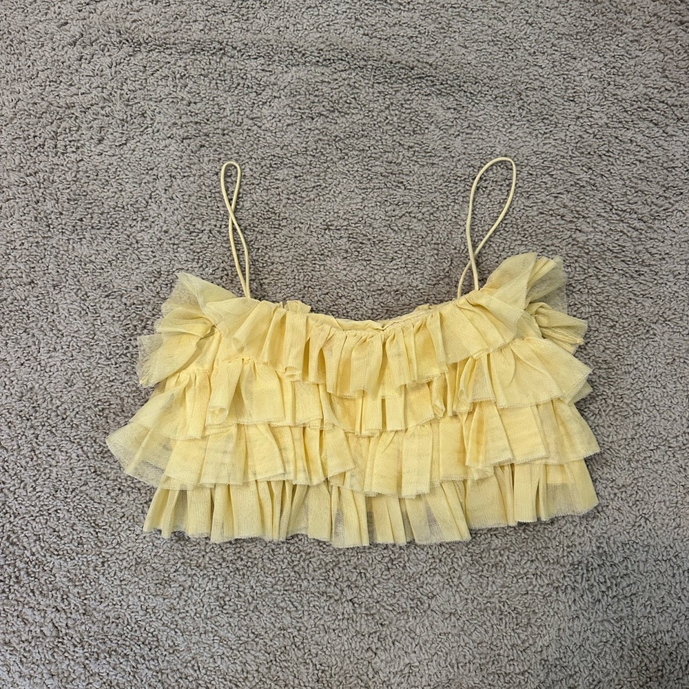 Zara Yellow Layered Ruffle Camisole